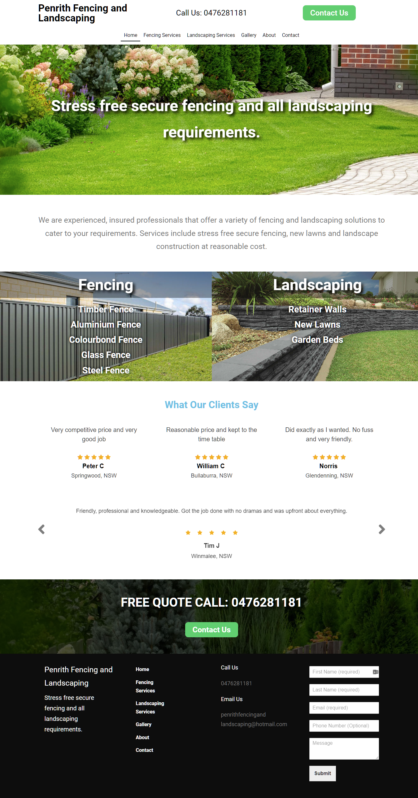 Penrith Fencing and Landscaping Website